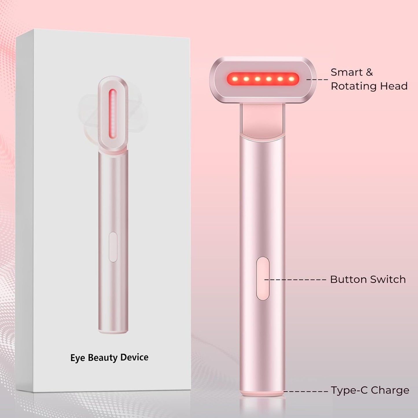 Red-Light-Therapy-For-Face,7 in 1 LED Light-Therapy-Wand for Face and Neck - Microcurrent Facial Device for Anti-Aging - Face & Eye Massager Skincare (7 Colors Led Light)
