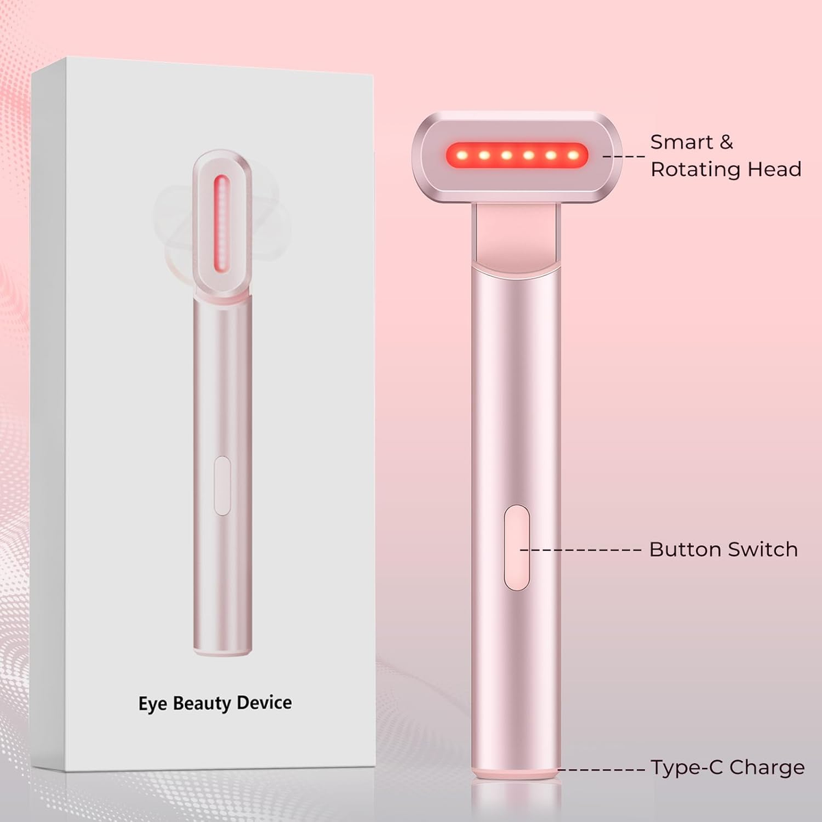 Red-Light-Therapy-For-Face,7 in 1 LED Light-Therapy-Wand for Face and Neck - Microcurrent Facial Device for Anti-Aging - Face & Eye Massager Skincare (7 Colors Led Light)