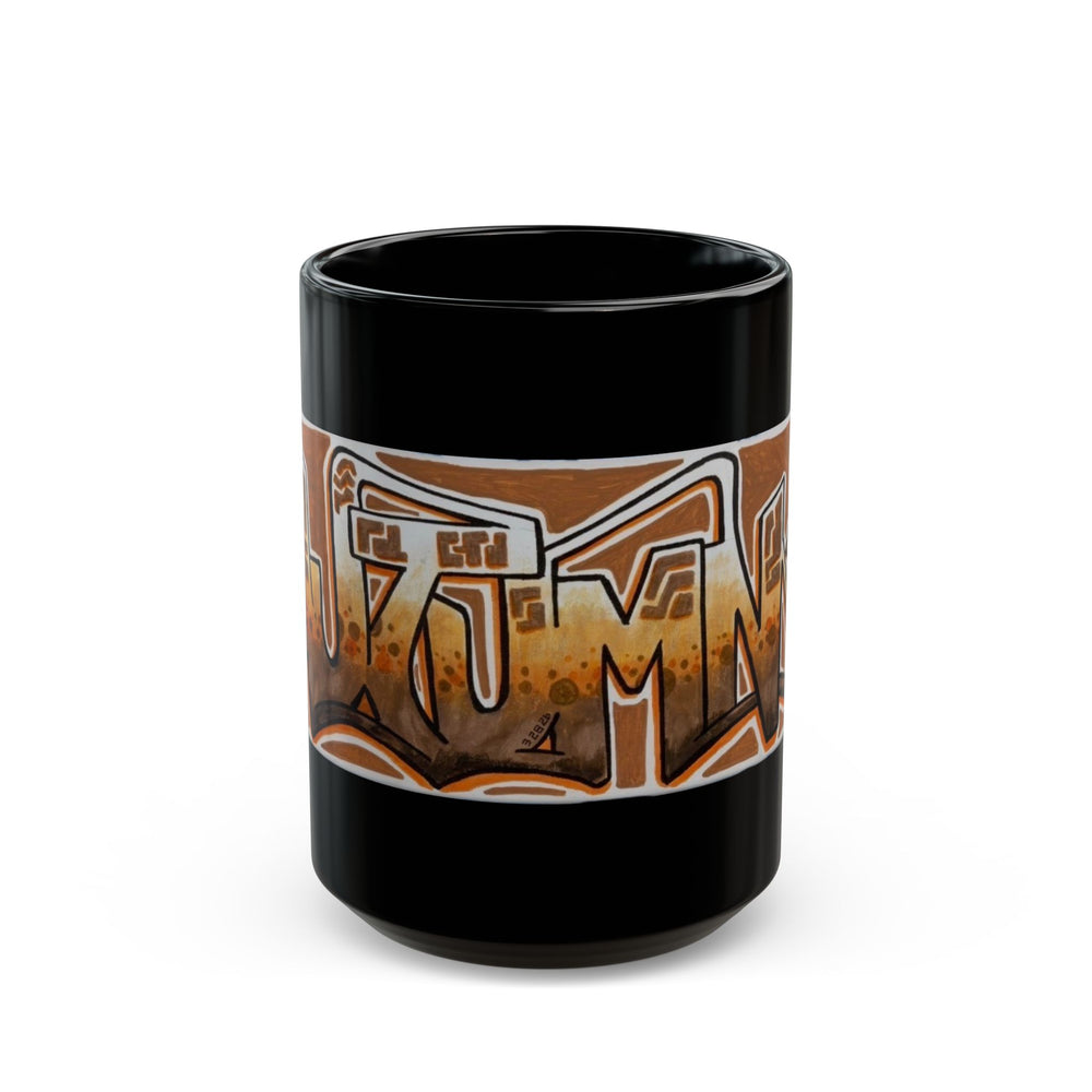 Graffiti Peace Mug — Retro Flower Street Art Coffee Cup (11oz/15oz) AUTUMN - SWENDAB