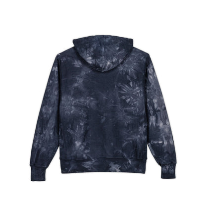 Embroidered Tie-Dye Hoodie — "SWENDAB CATTIVE NOTIZIE" Champion Reverse Weave