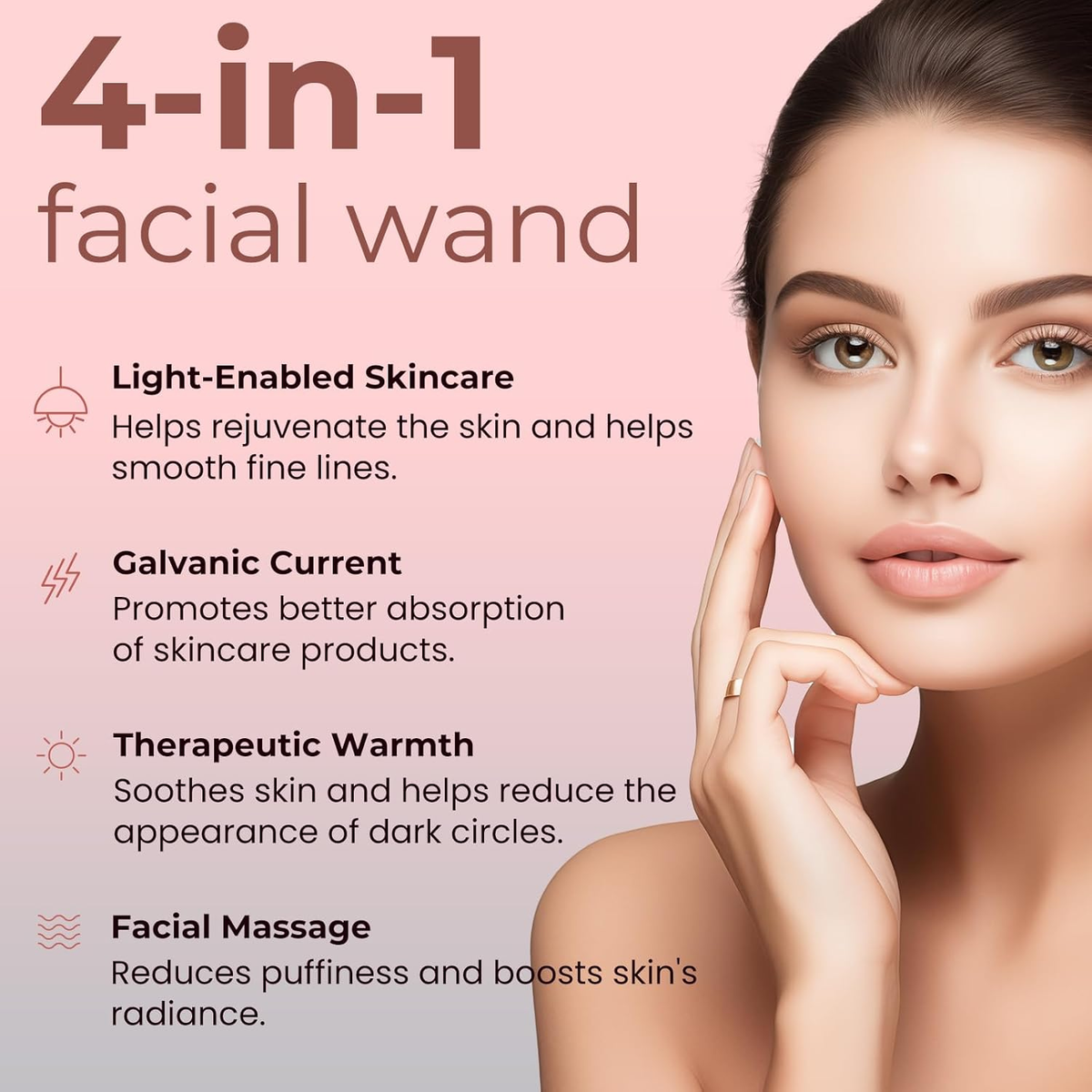 Red-Light-Therapy-For-Face,7 in 1 LED Light-Therapy-Wand for Face and Neck - Microcurrent Facial Device for Anti-Aging - Face & Eye Massager Skincare (7 Colors Led Light)