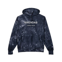 Embroidered Tie-Dye Hoodie — "SWENDAB CATTIVE NOTIZIE" Champion Reverse Weave