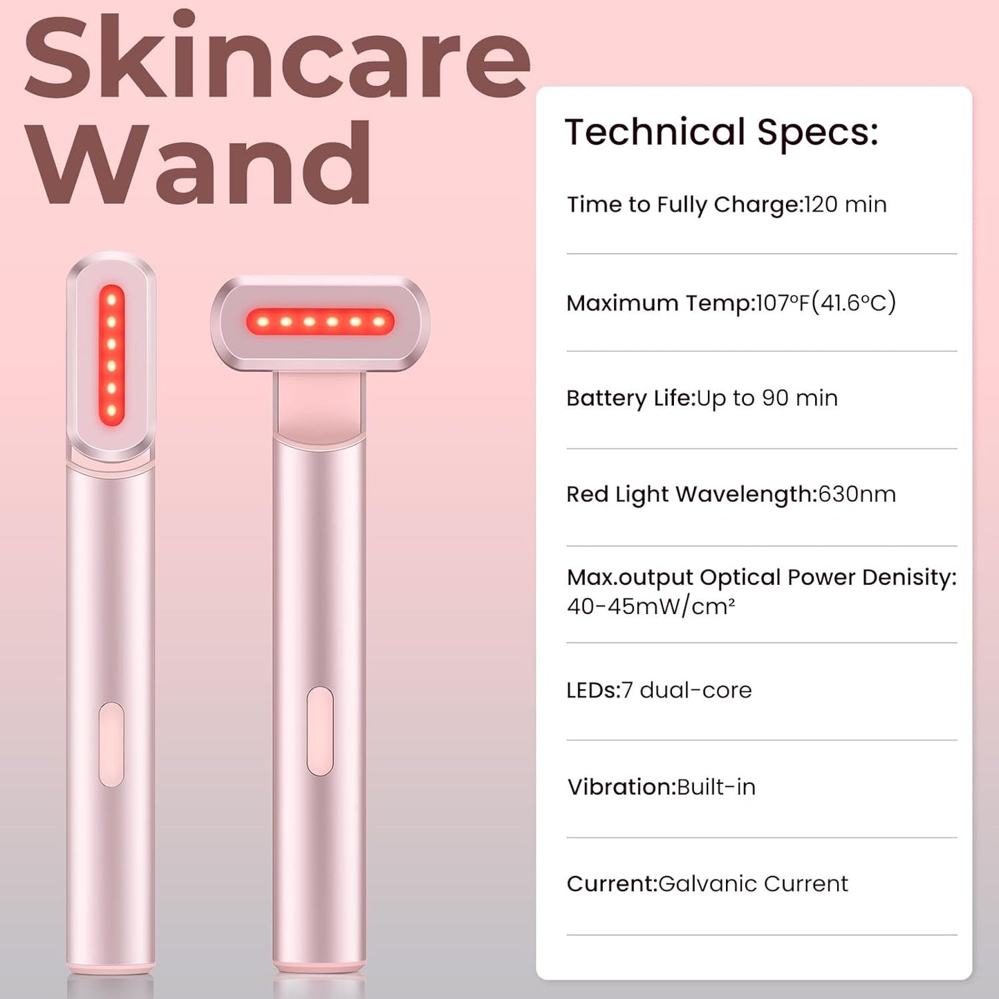 Red-Light-Therapy-For-Face,7 in 1 LED Light-Therapy-Wand for Face and Neck - Microcurrent Facial Device for Anti-Aging - Face & Eye Massager Skincare (7 Colors Led Light)