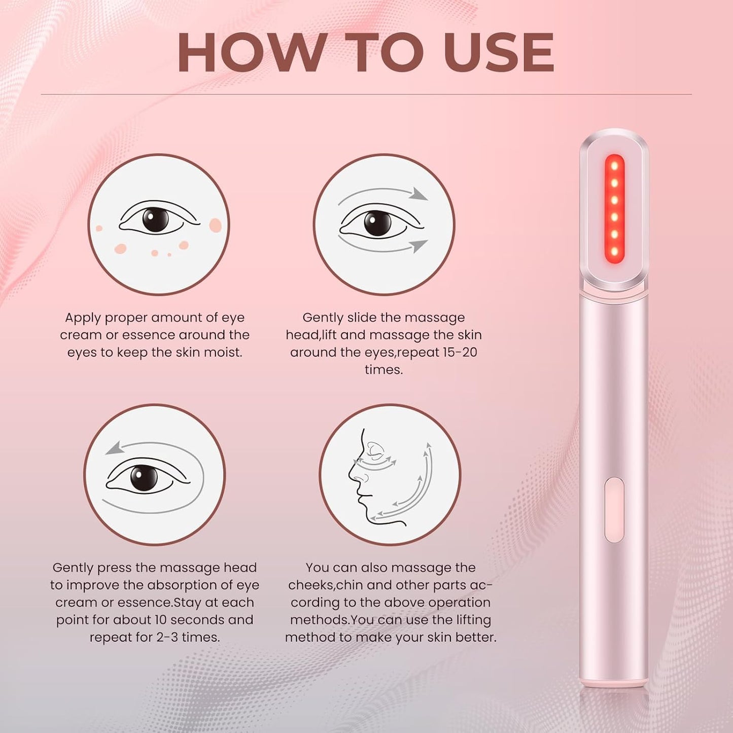 Red-Light-Therapy-For-Face,7 in 1 LED Light-Therapy-Wand for Face and Neck - Microcurrent Facial Device for Anti-Aging - Face & Eye Massager Skincare (7 Colors Led Light)
